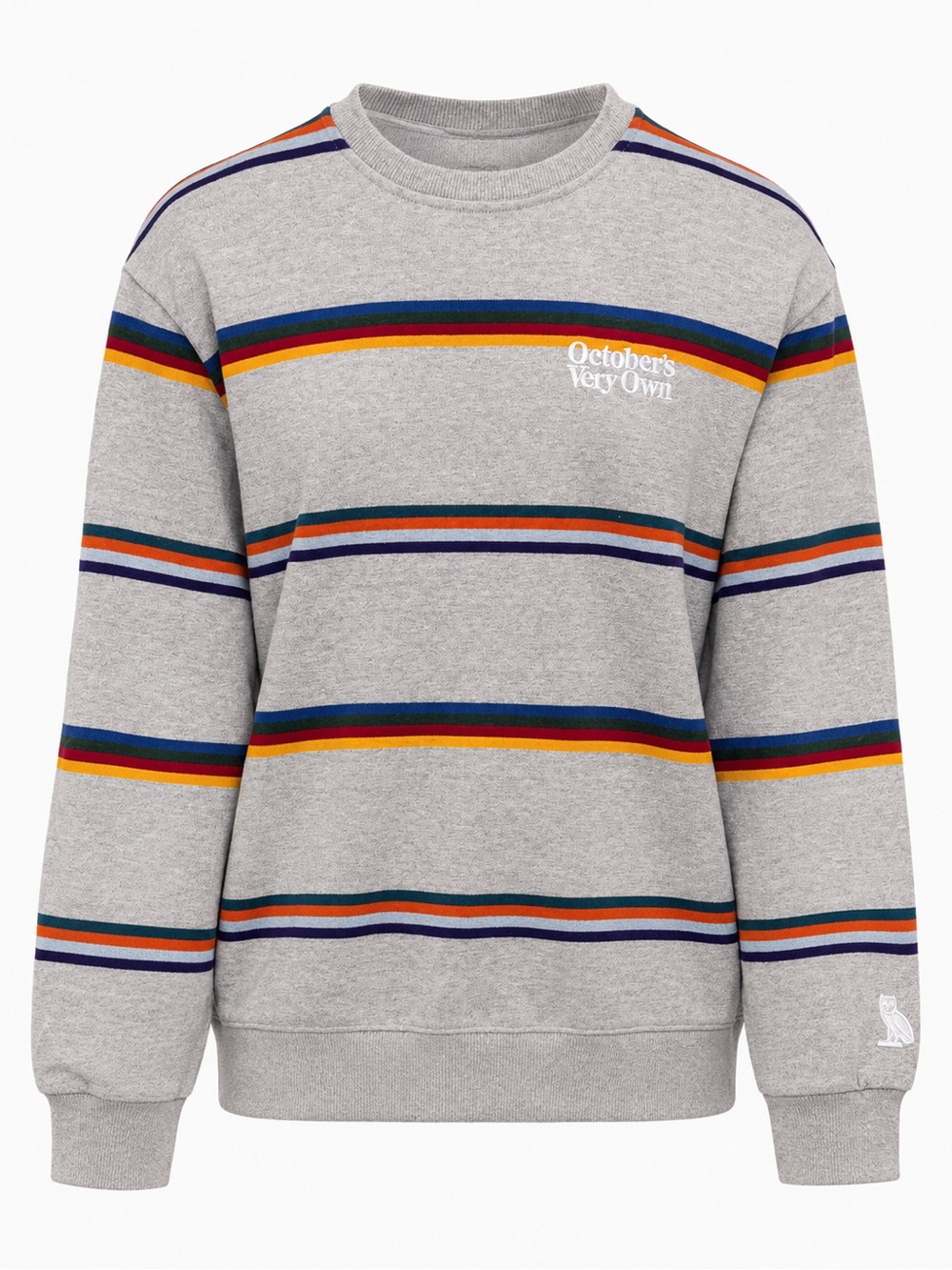 OVO October’s Very Own Striped Crewneck Sweatshirt Grey L Made in Canada